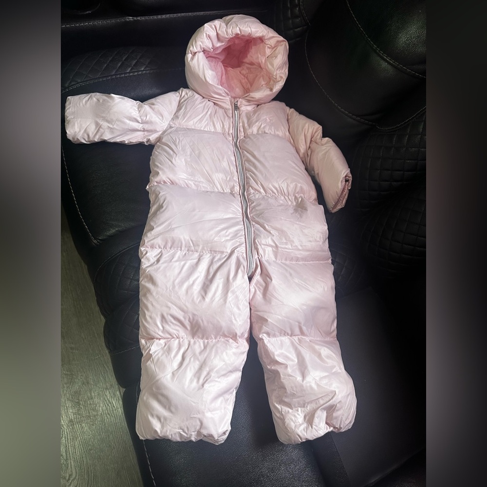 Ralph lauren snow suit with feathers